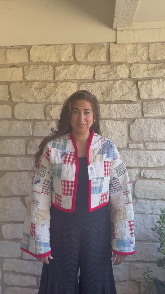 1930's Antique Butterfly Quilted Jacket